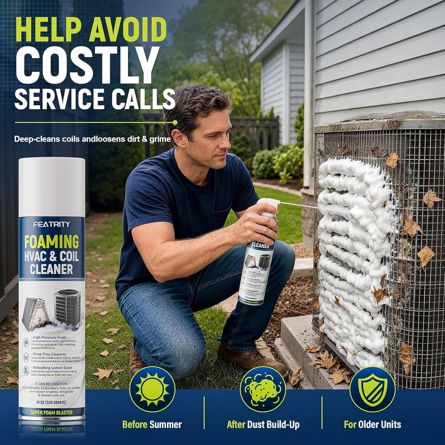 Foaming AC Coil Cleaner – No-Rinse Spray for Efficient Home Maintenance (2-Pack)