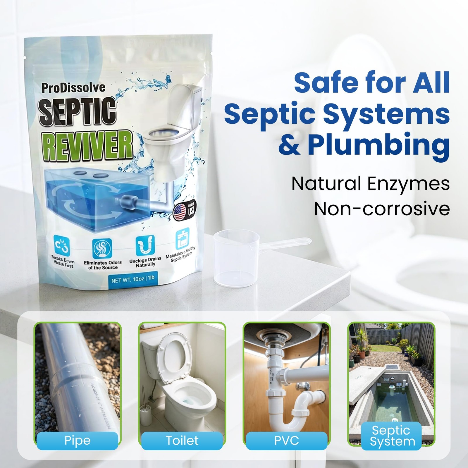 Septic Tank Treatment 1 lb, Up to 15 Treatments | 1 Year Supply – Septic Tank…