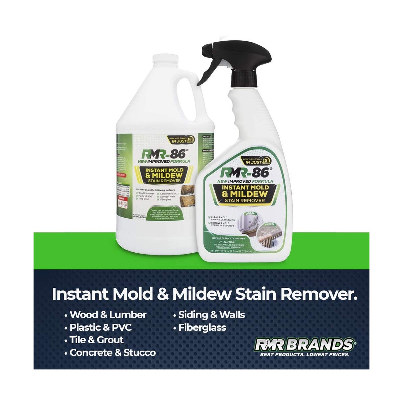 RMR-86 Instant Mold and Mildew Stain Remover Spray – Scrub Free Formula, 2 Pa…