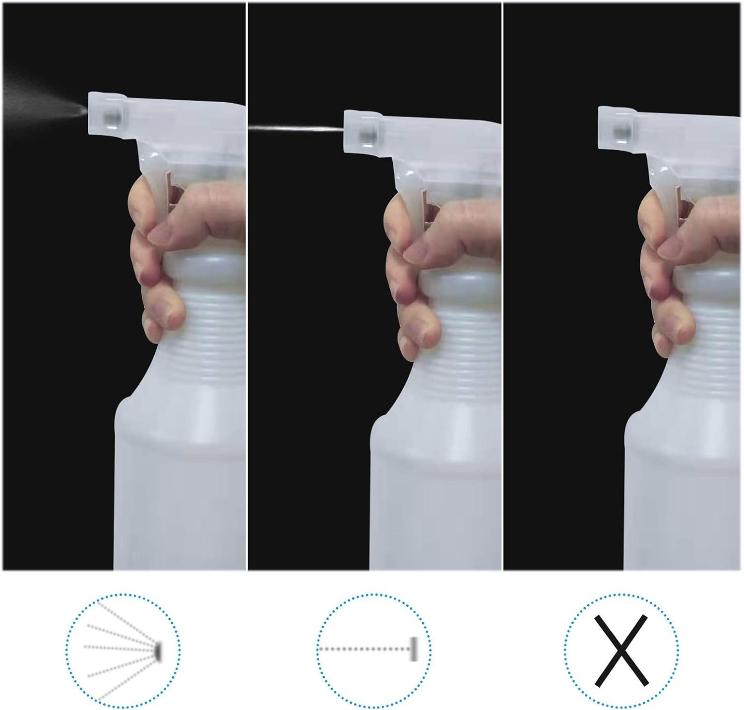 Replacement Spray Bottle Trigger Nozzles 2 Clear Mist Stream for 8oz Bottles