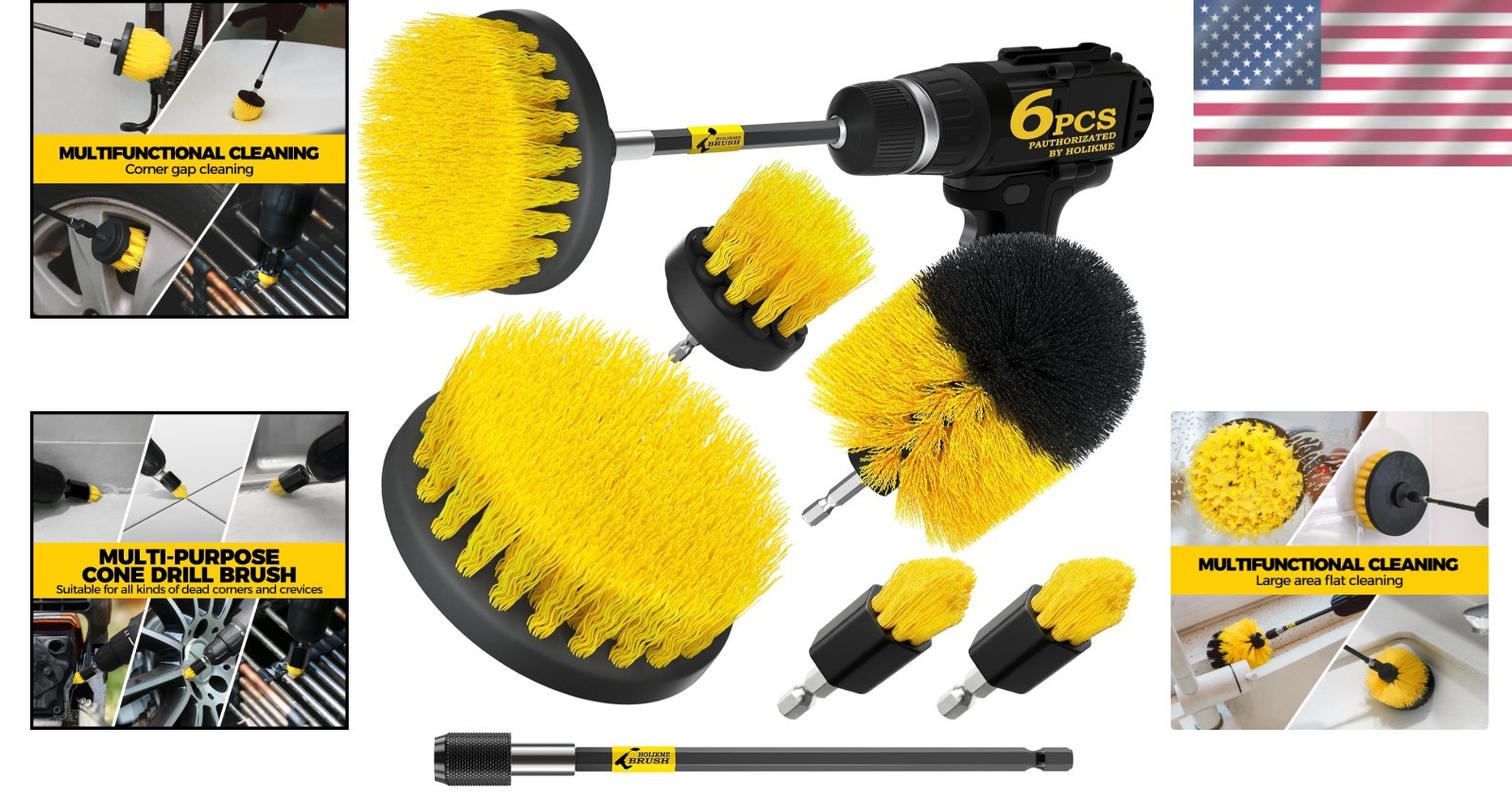 Nylon Bristle Drill Cleaning Brush Set – 6 Multifunctional Tools for Home Needs