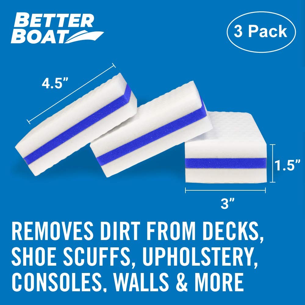 Boat Erasers 3-Pack by Better Boat – Cleaning Sponge for Scuff Marks & Grime