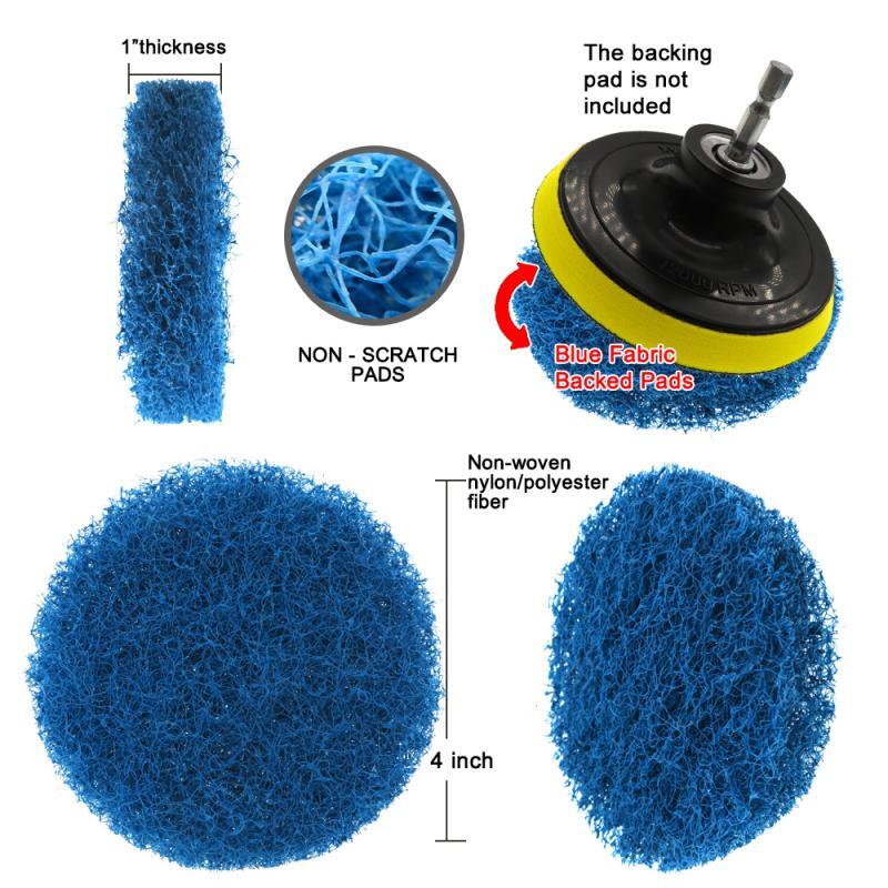 4 Inch 100mm Blue Round Flocking Scouring Pad Nylon Fiber Abrasive Sanding Discs