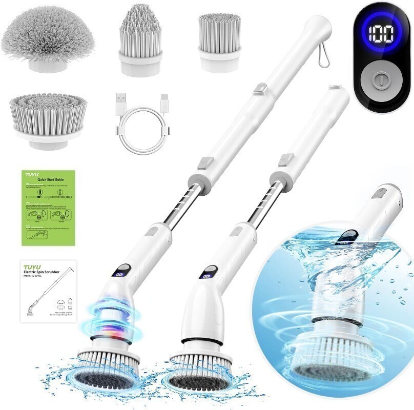 Electric Spin Scrubber Full-Body IPX7 Waterproof Bathroom Cleaning Cordless New