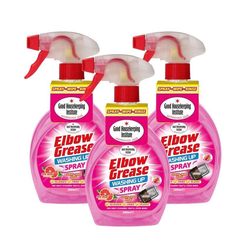 Elbow Grease Pink Blush Washing Up Liquid Spray 500ml (3 Pack)