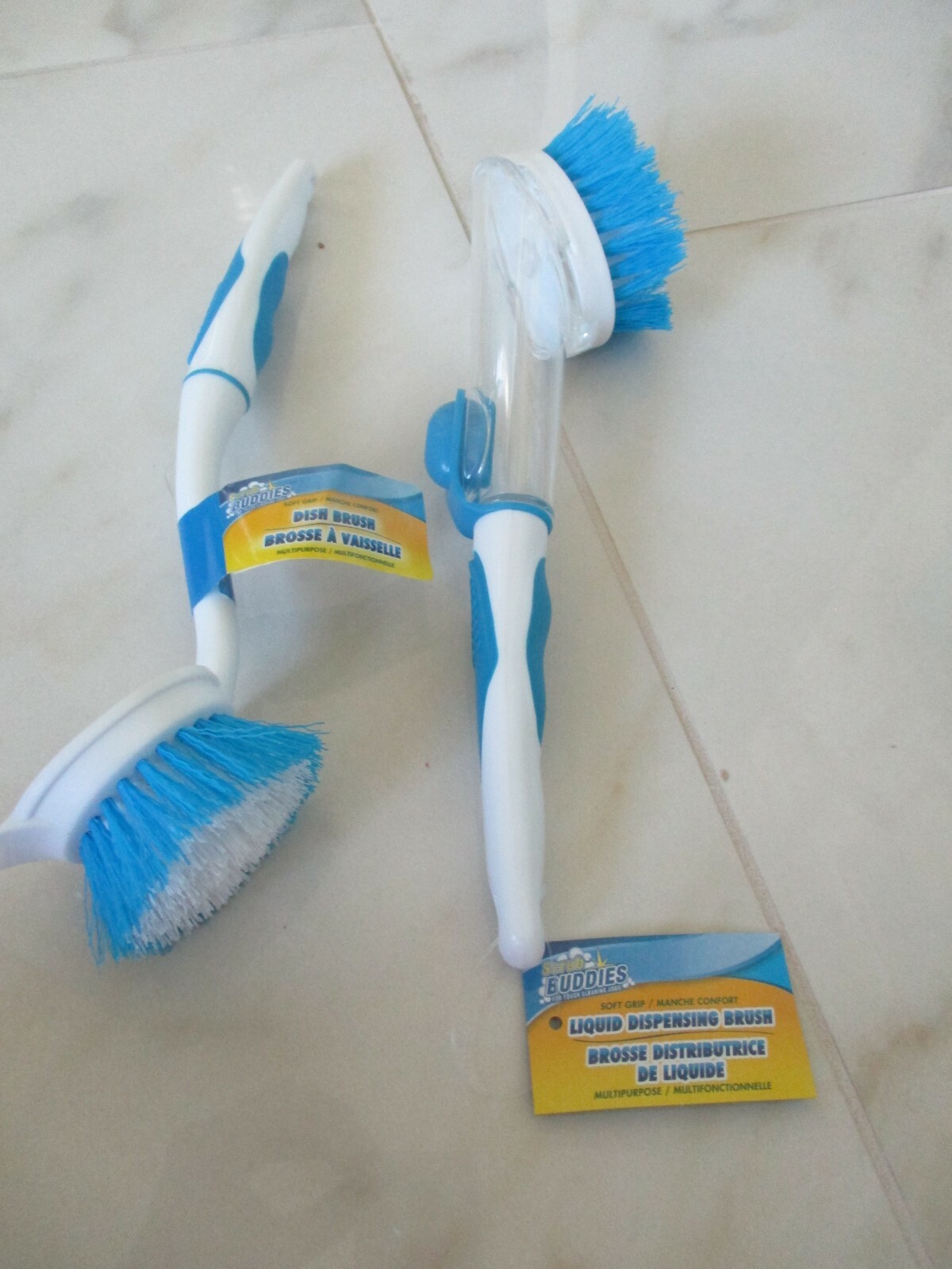 2X,ONE DISH BRUSH WITH SOFT GRIP, ONE LIQUID DISPENSING BRUSH FROM SCRUB BUDDIES