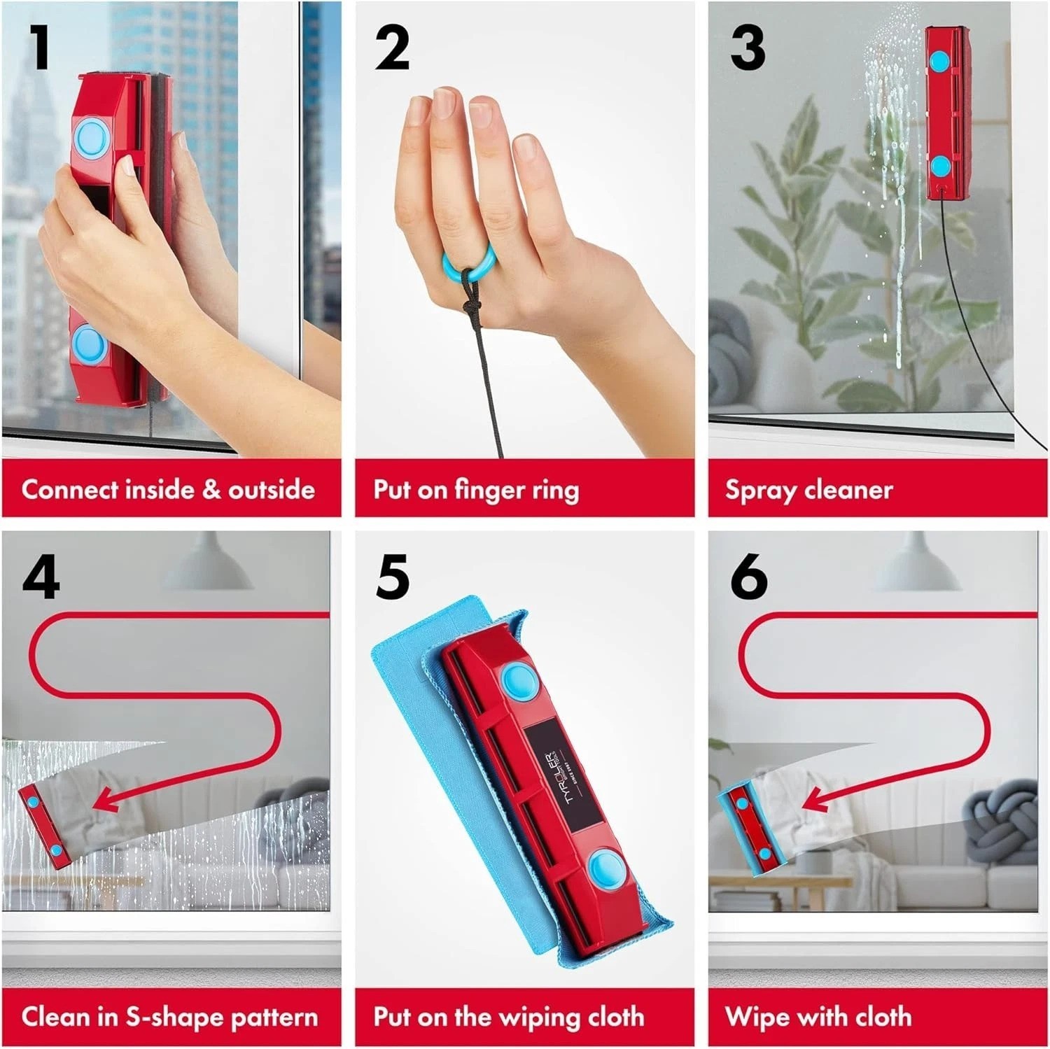 Magnetic Window Cleaner for Single-Glazed 0.3-0.7in Windows Glider D-2