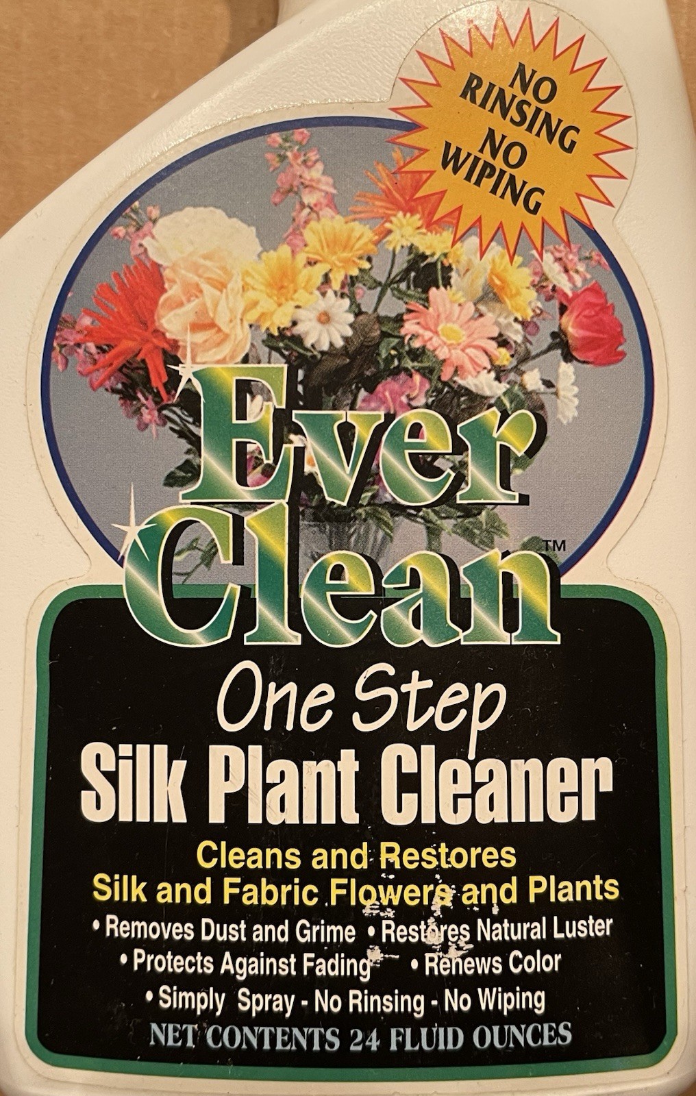 EVER CLEAN ONE STEP SILK PLANT CLEANER SPRAY 24 OZ BOTTLE VINTAGE NEW OBSOLETE