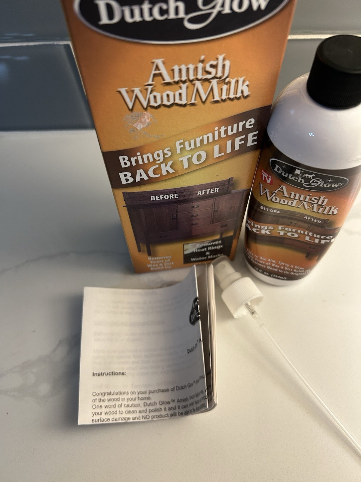 Dutch Glow Amish Wood Milk Furniture Polish – 12 fl oz Removes Stains Protects