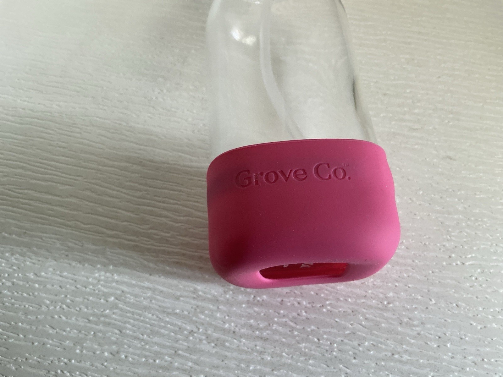 Grove Co. Glass Spray Bottle 16 Oz Pink Silicone Sleeve Multi Purpose