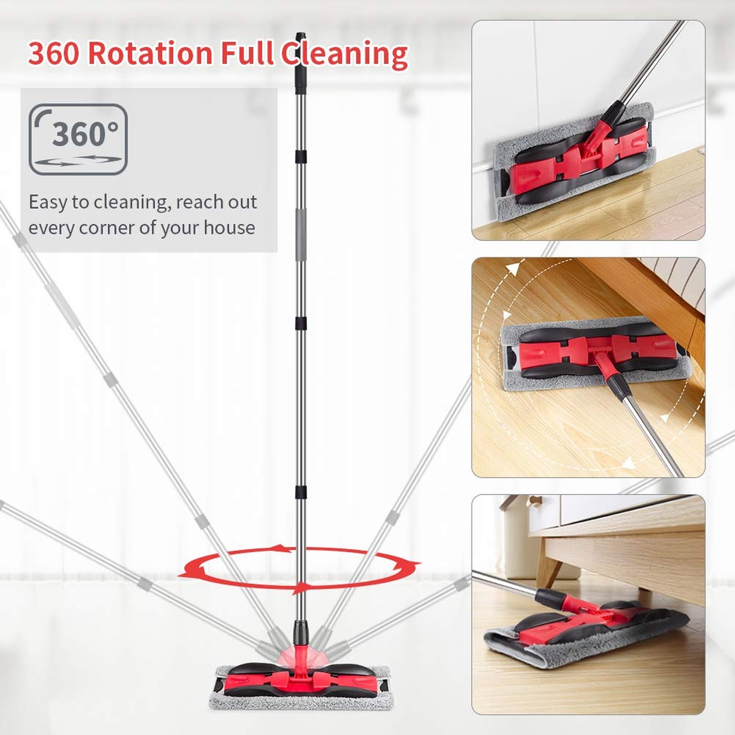 Microfiber Mops for Hardwood Floor Cleaning: MEXERRIS Flat Floor Mop with 4 W…