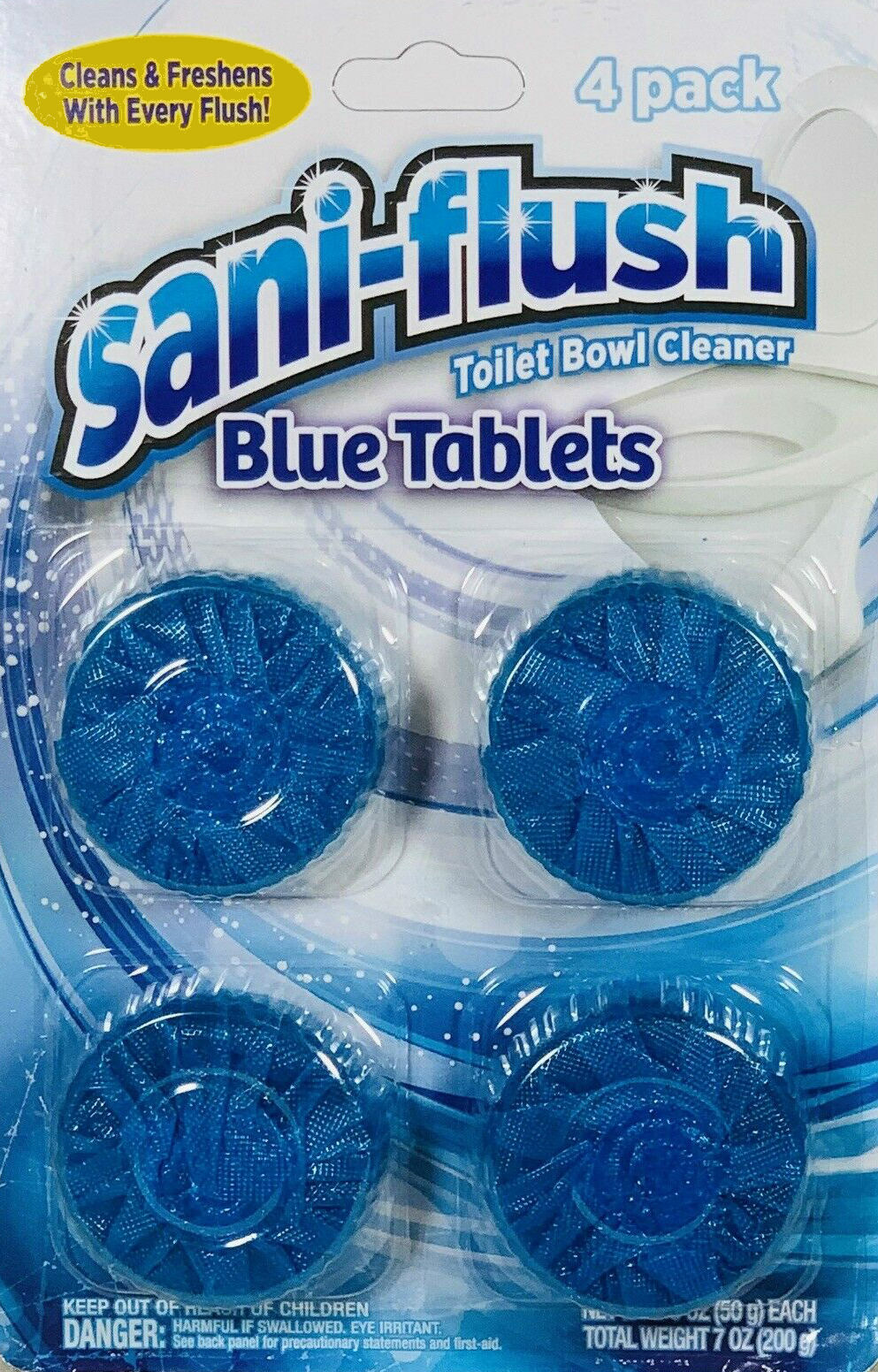 ( LOT of 4 ) Sani-Flush Automatic Blue Tablets Toilet BowlCleaner Cleans& Fresh