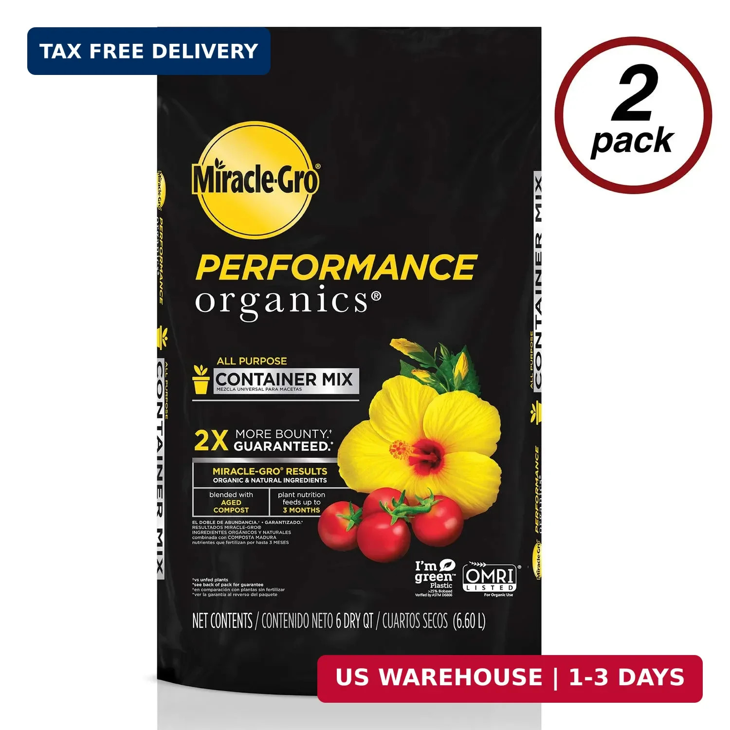 Miracle-Gro Performance Organics All Purpose Container Mix, 6 qt. – Organic, All