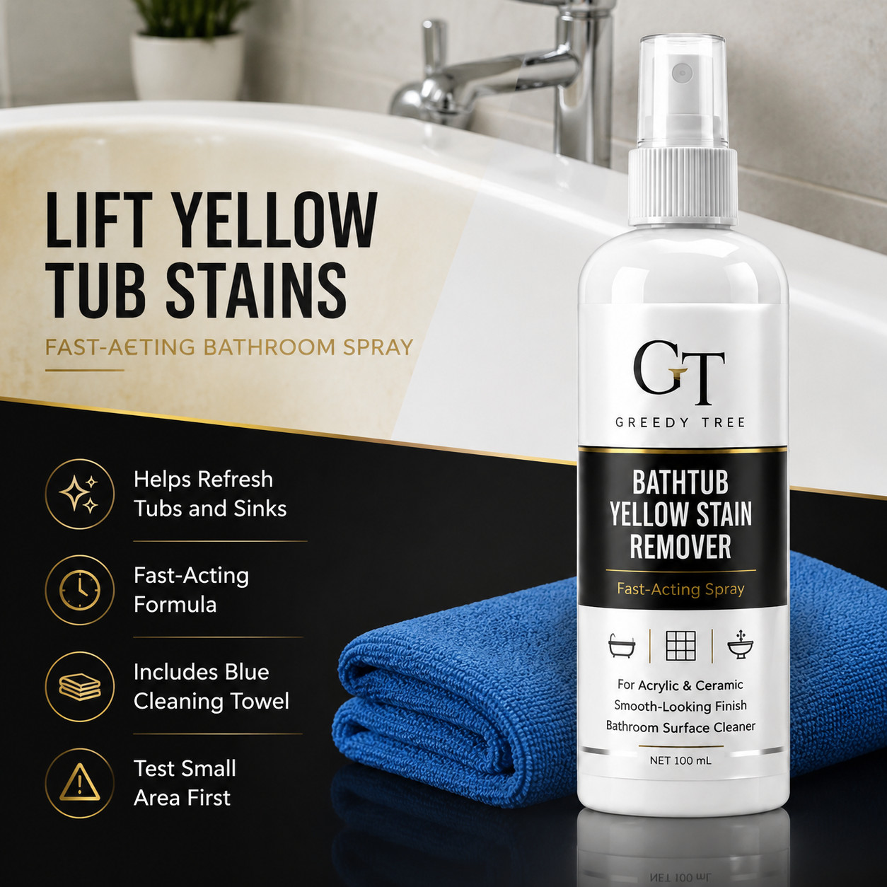 Acrylic Bathtub Yellow Stain Remover For Cleaner Smoother Look