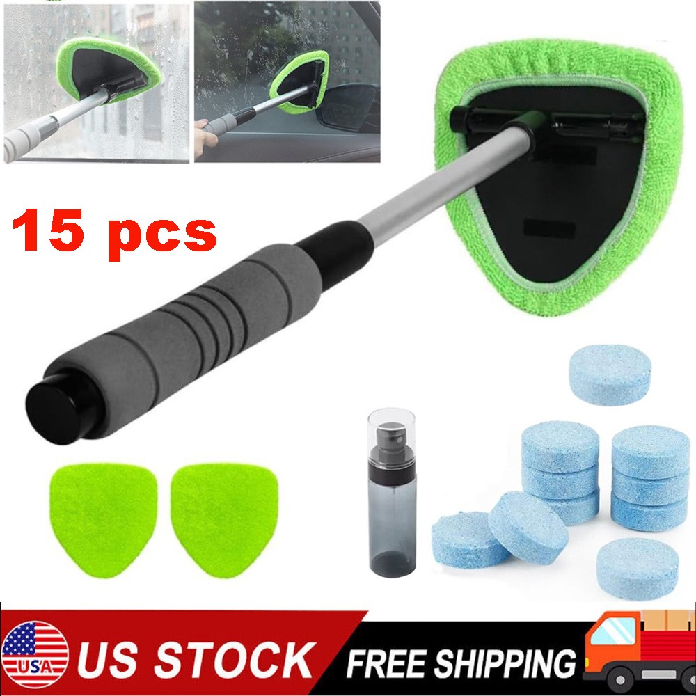15x Windshield Cleaner Wand Microfiber Car Inside Window Cleaning Tool Anti Fog