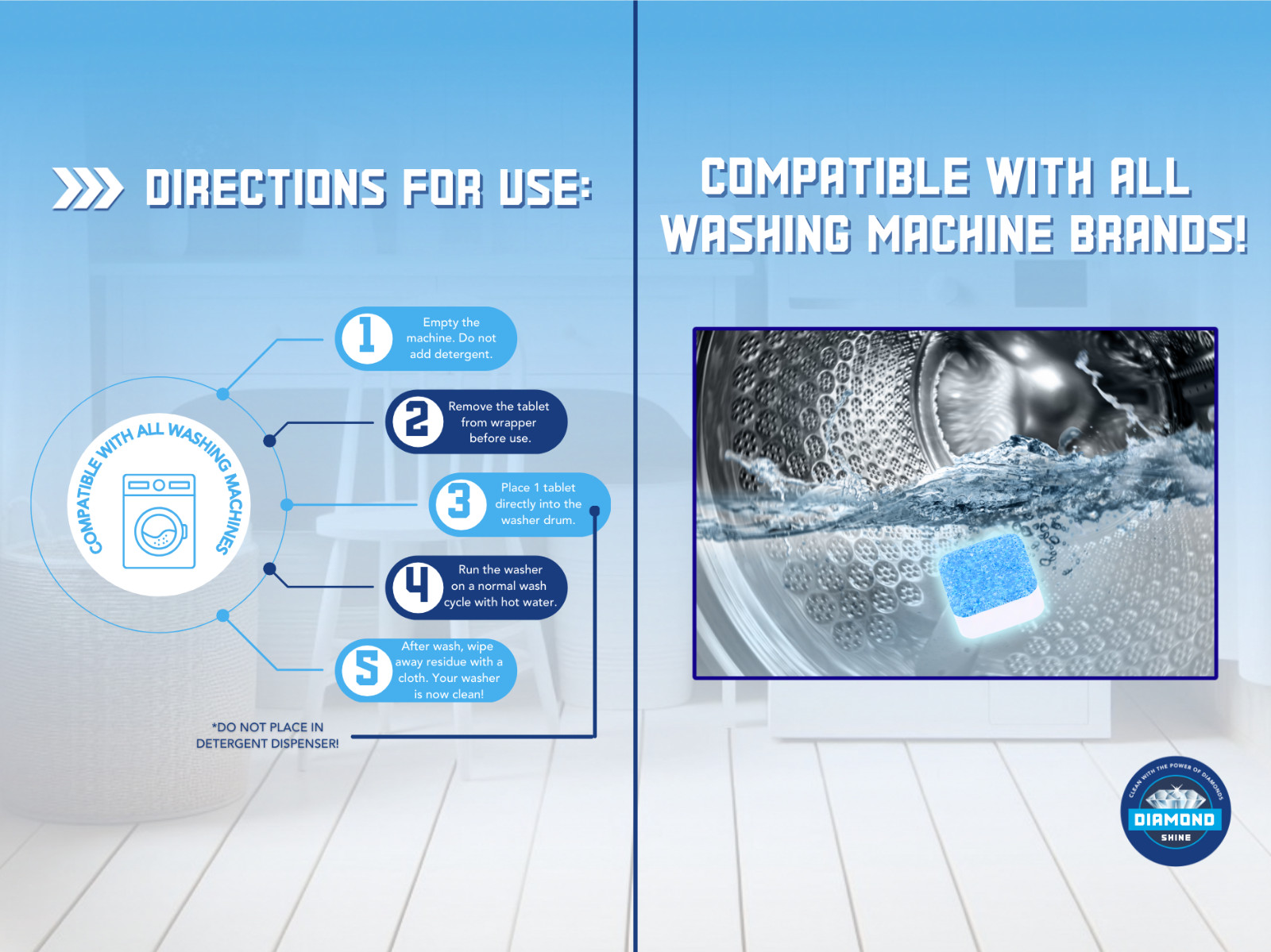 Deep Cleaning Washing Machine Tablets – HE Front Loader & Top Load Washer