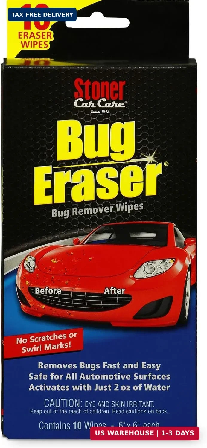 Stoner Car Care 95401 Bug Eraser Car Cleaning Wipes, Removes Bugs Fast and Easy,