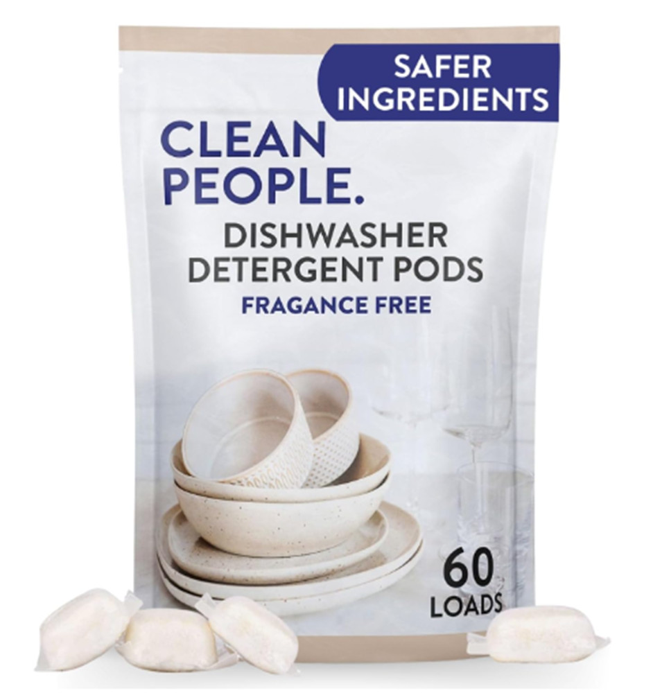 Clean People Dishwasher Pods – Cuts Grease & Rinses Sparkling 60 Count