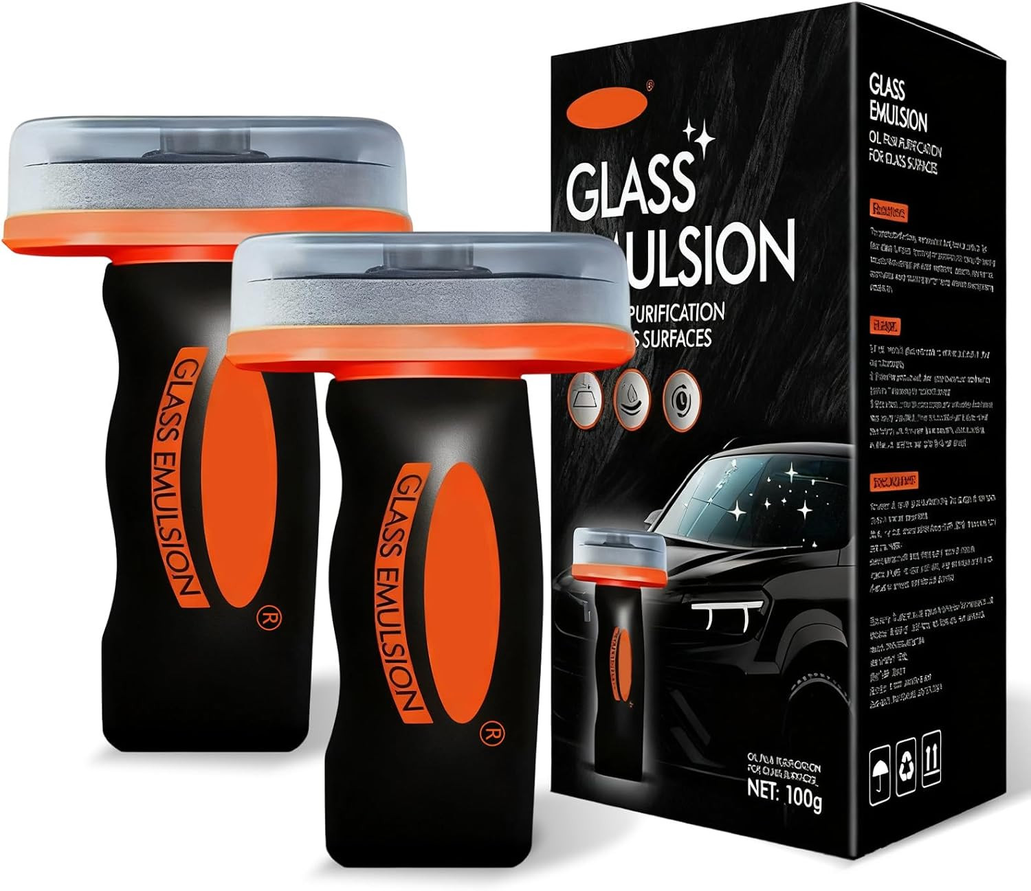 2 Pcs Glass Oil Film Remover Car Roll-On Glass Compound Cleaning Board Removes