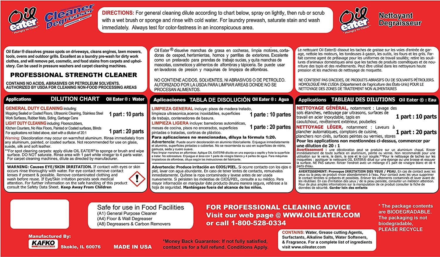 Oil Eater 5 Gallon Cleaner/Degreaser USDA Approved