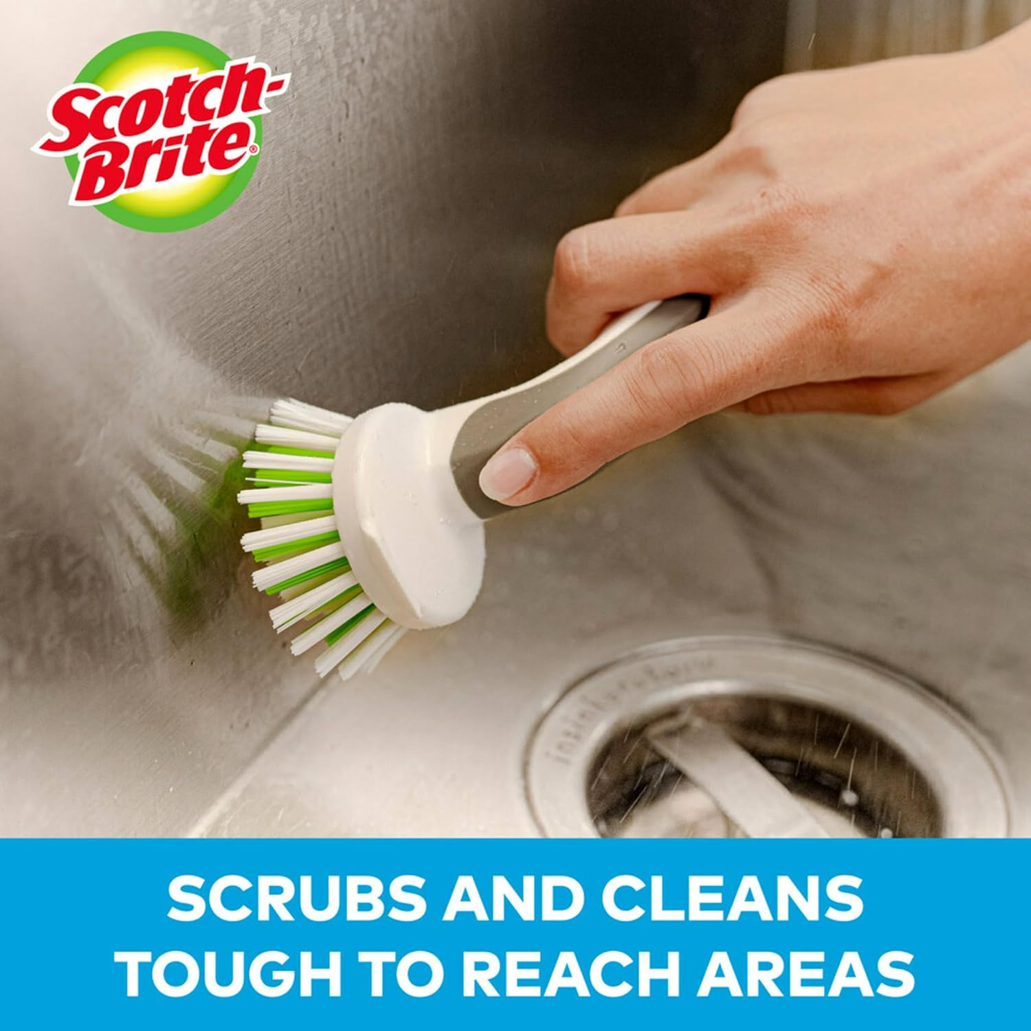 Scotch-Brite Little Handy Scrubber Brush, 6 Dish Brushes, Dish Brush with Long L