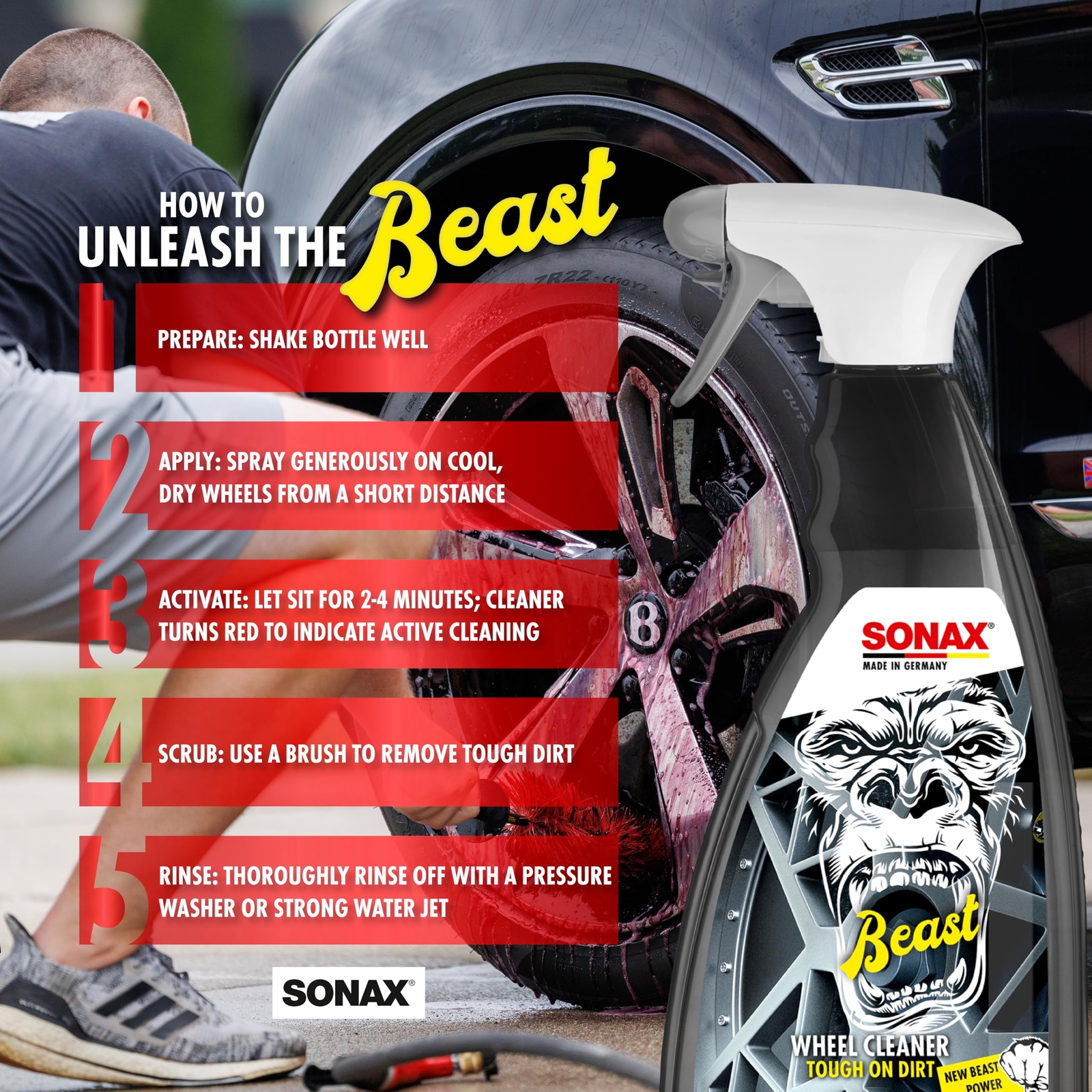 Sonax The Beast Color Changing Wheel Cleaner Acid Free Safe for All Wheels