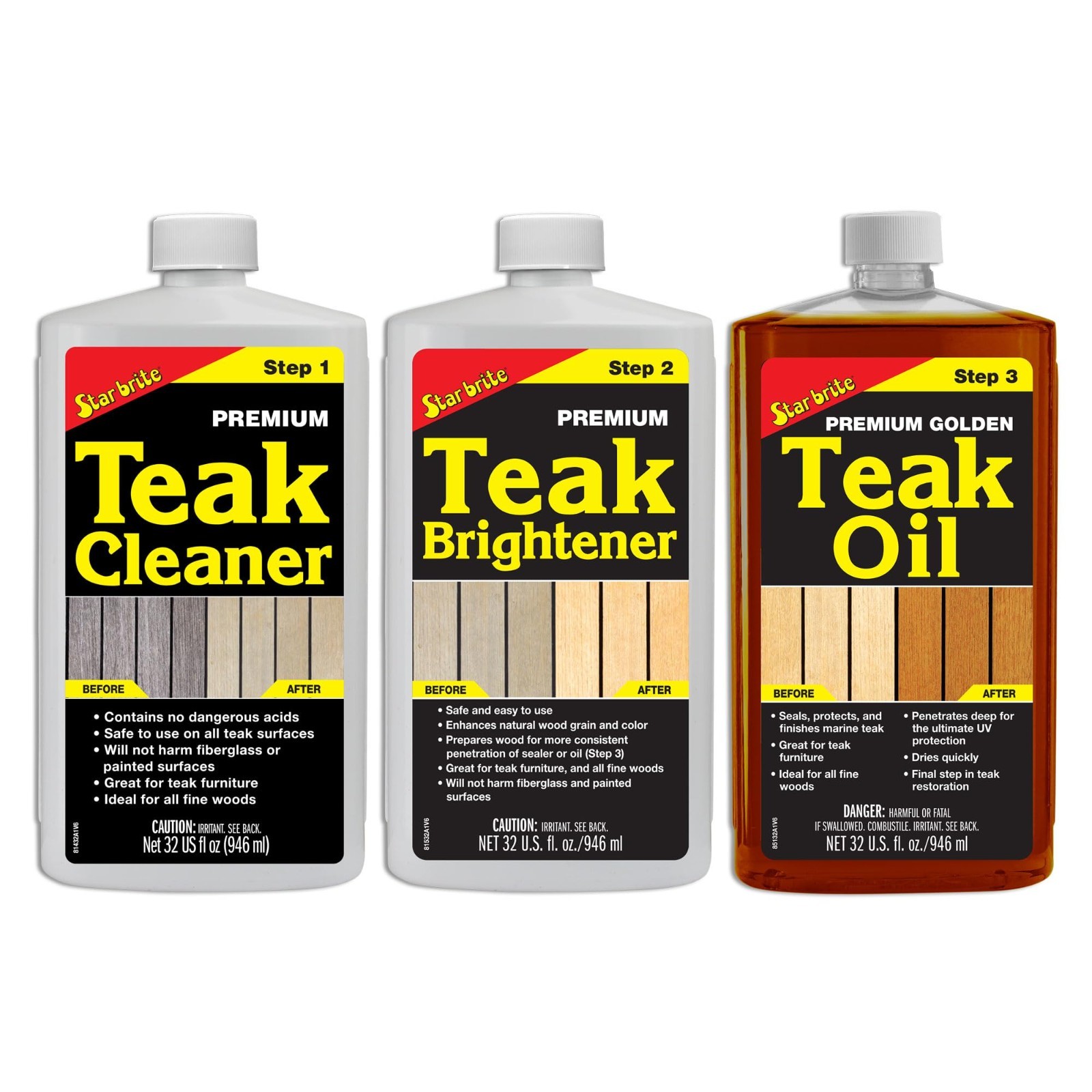 Teak Restoration Kit – Marine Grade Cleaner & Brightener for Decks, Furniture, B