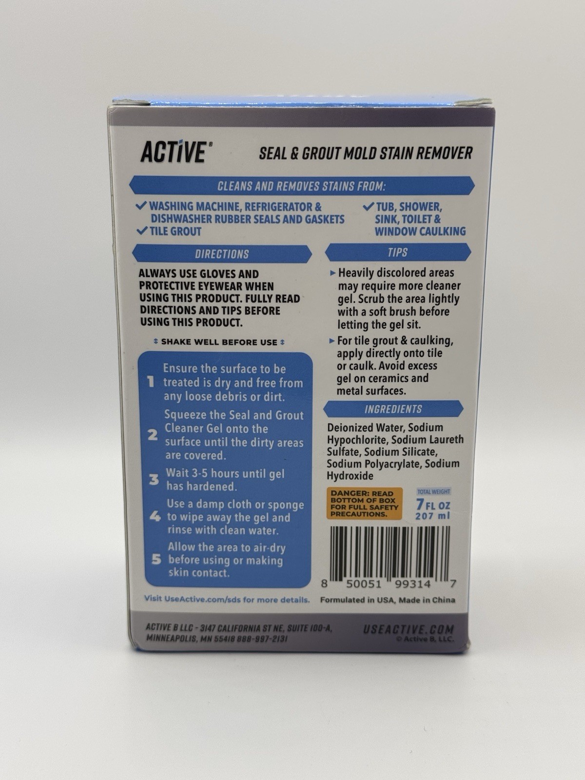 Active Mold Stain Remover Cleaner Seal Grout Deep Clean Heavy Duty Cleaner 7oz