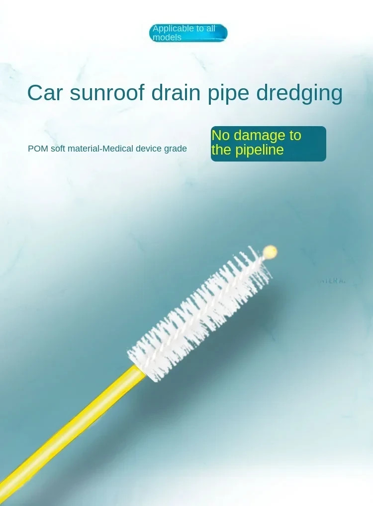 Car Drain Unclogger Brush 2M Sunroof Hose Cleaner Pipe Cleaning Tool.