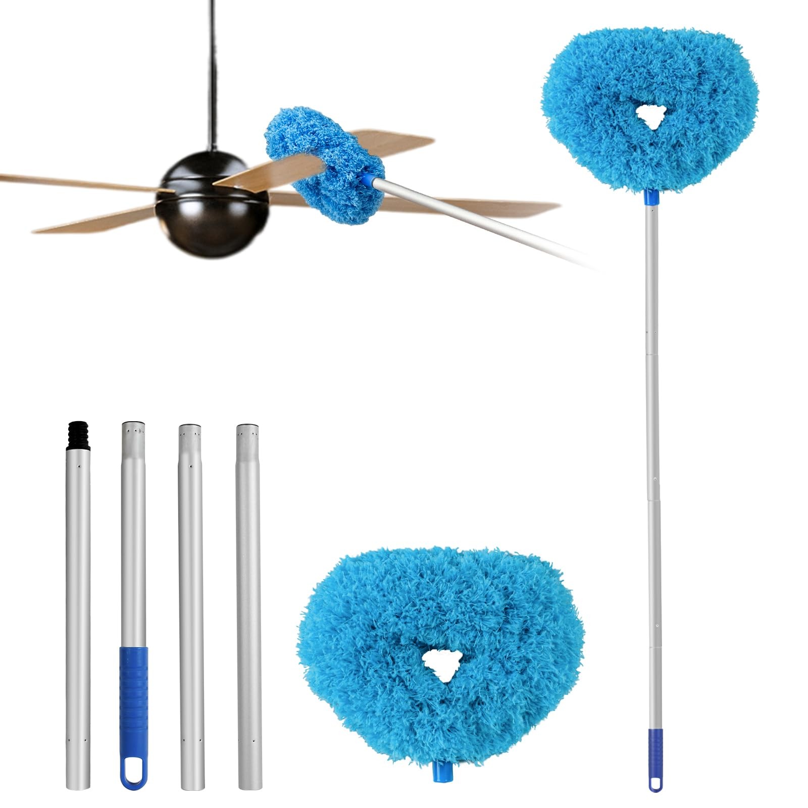 Plumero limpiador para ventiladores de techo con mango extensible de microfibra