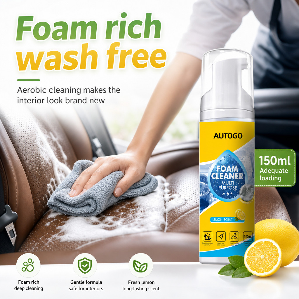 4-in-1 Multi-Enzyme Foam Cleaner, All-Purpose Spray 150ml with Sponge & Towel
