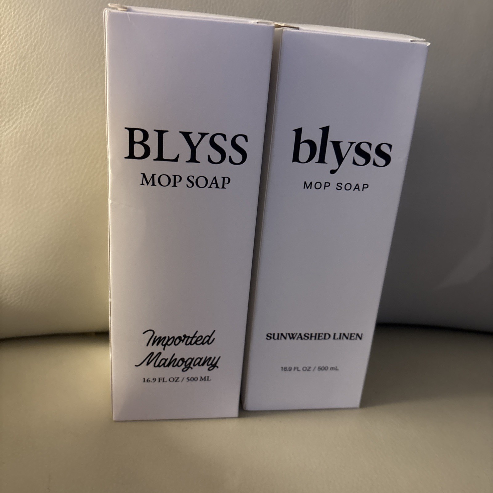 2 Pk ~ Blyss ~ Mop Soap ~ Imported Mahogany & Sunwashed Linen ~ 16.9 Fl Oz
