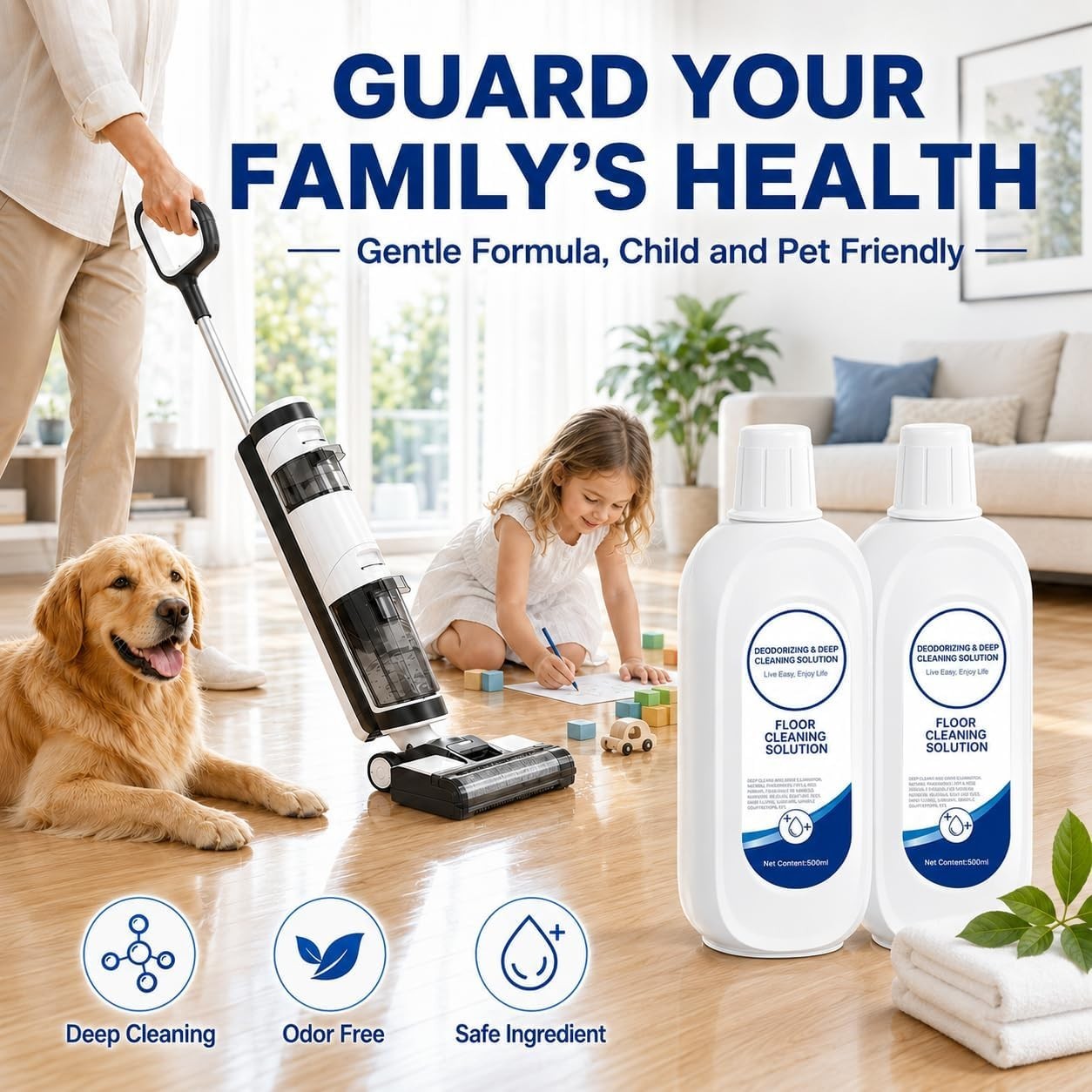 Natural Scented Multi-Surface Floor Cleaning Solution – 16.9 Fl Oz (Pack of 2)