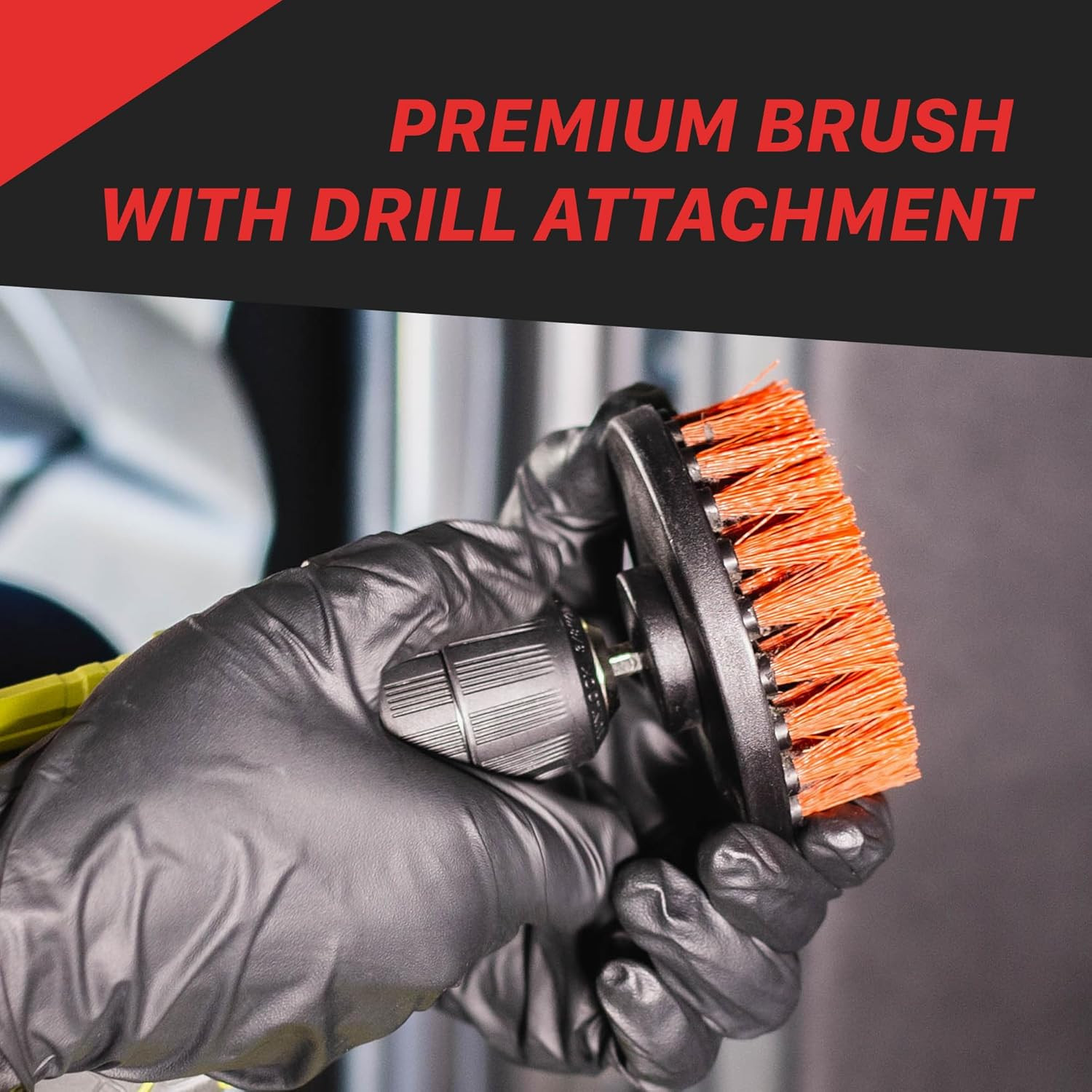 2″, 4″, 5″ Universal 3-Piece M8 Drill Brush Set – Carpet & Upholstery Cleaner wi