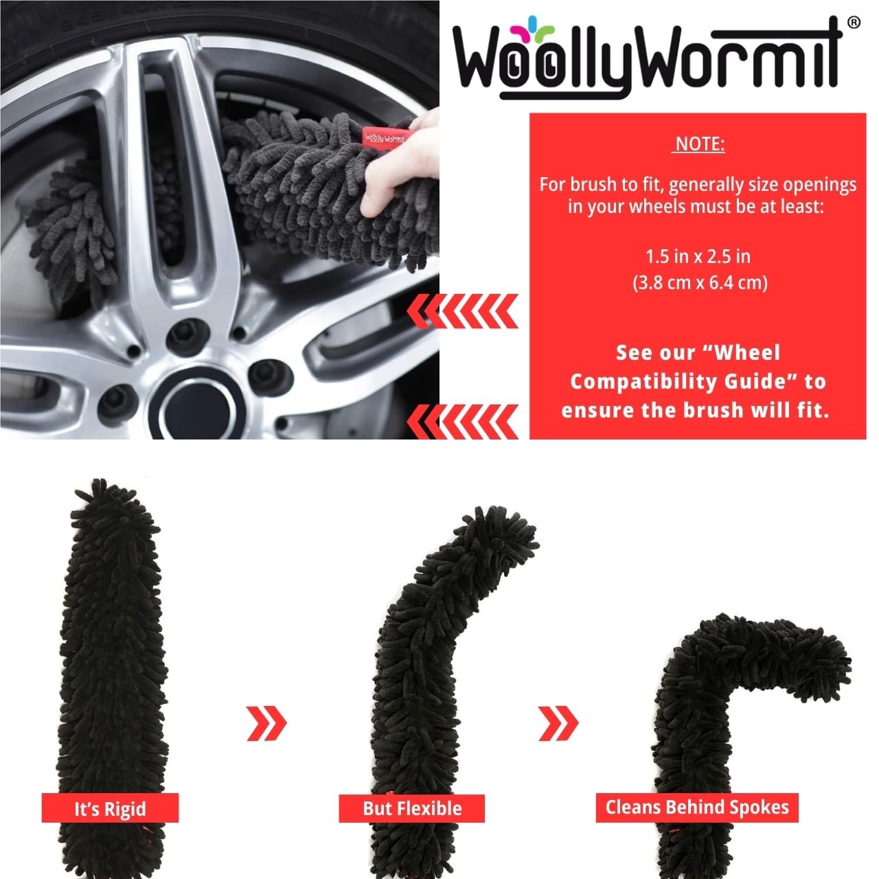 Wheel Cleaning Brush Car Detailing Kit – Rim Brush, Lug Nuts and Wheel Cleane…