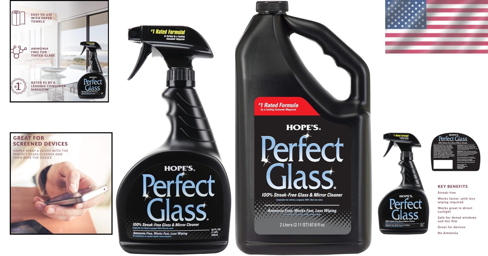32 Fl Oz Streak-Free Glass Cleaner – Multi-Surface, Ammonia-Free & Quick Action