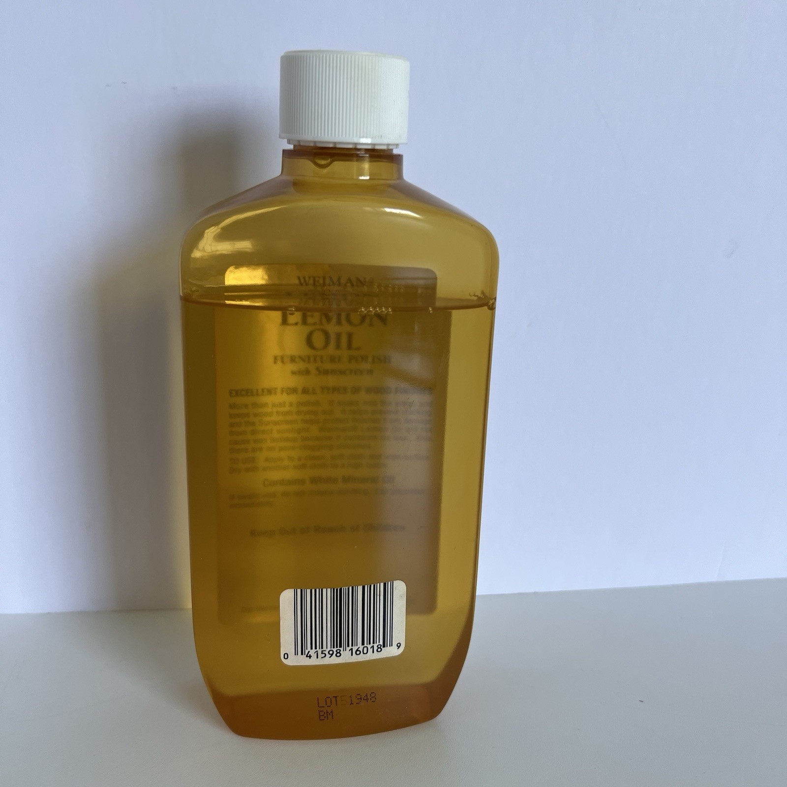 Original Weiman Natural Lemon Oil Furniture Polish Sunscreen 16 oz 7/8 Full