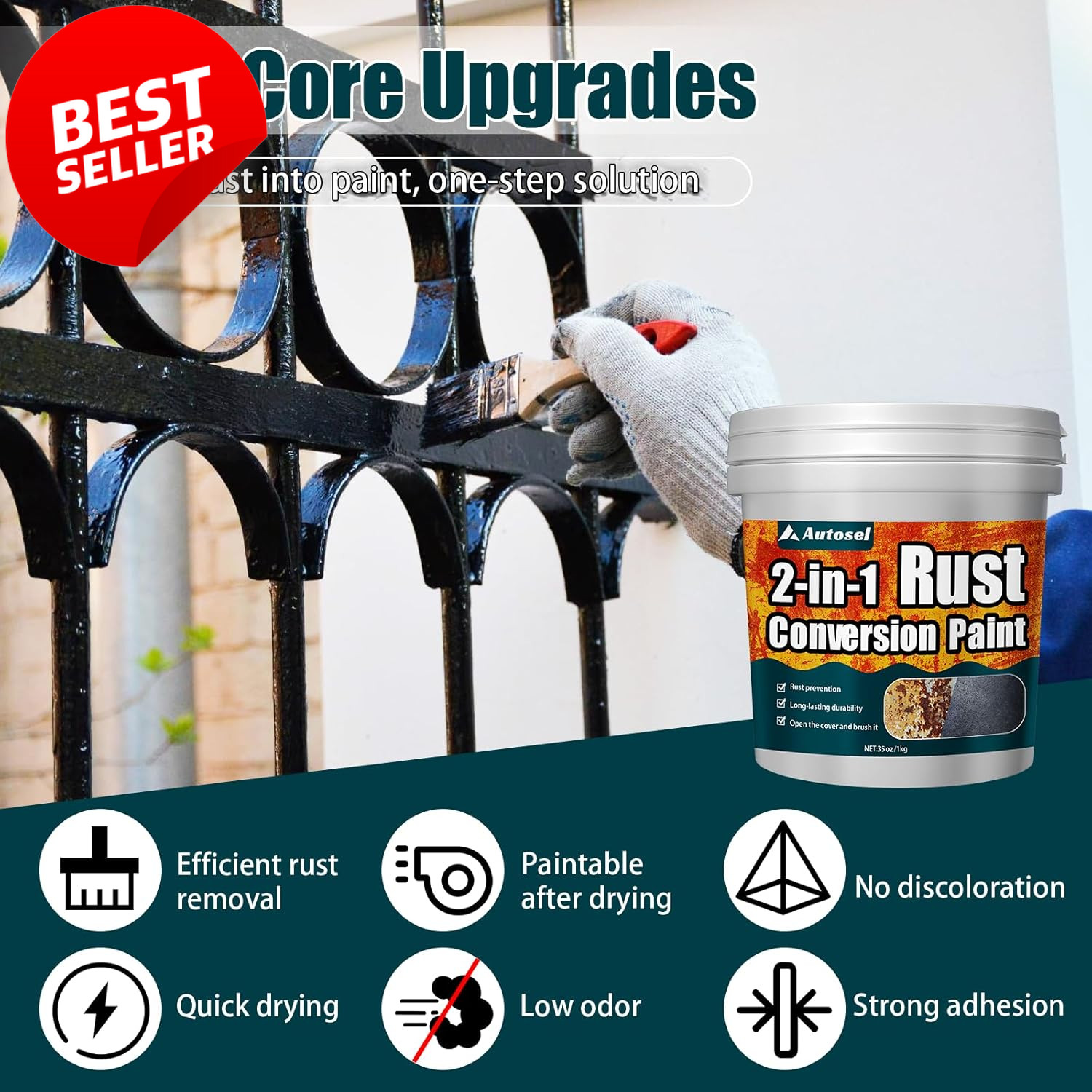 2-in-1 Rust Converter Metal Primer 35oz Heat Resistant Auto Marine – US