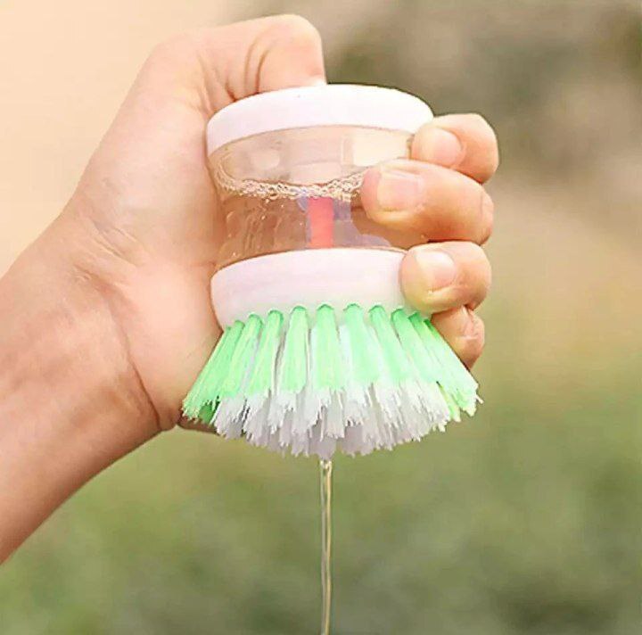 Kitchen Wash Pot Dish Brush Clean Utensils with Washing Up Liquid Soap Dispenser
