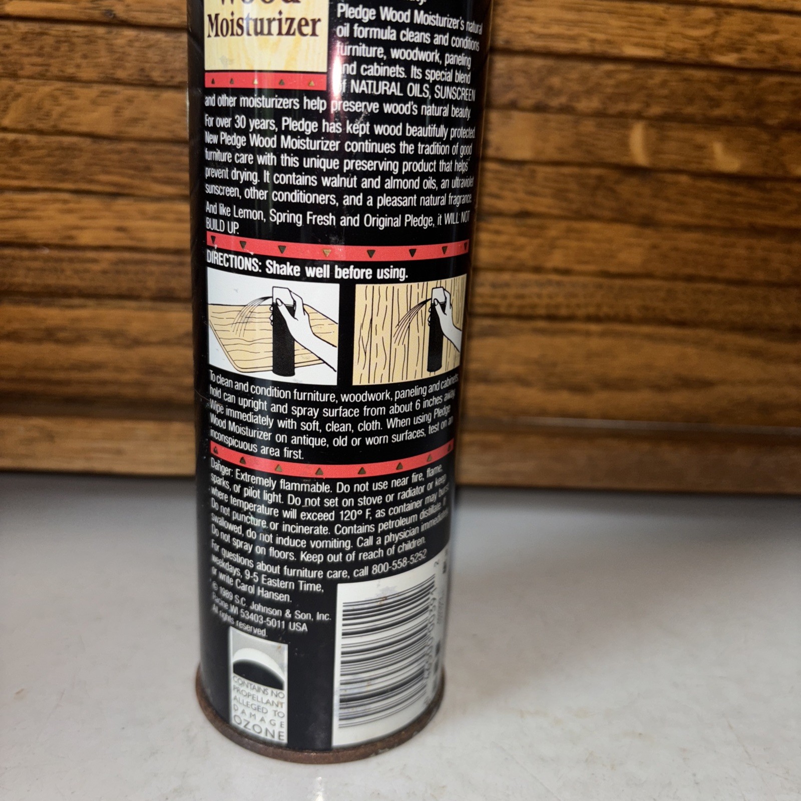 Pledge 1989 Wood Spray Moisturizer W/Natural Oils & Sunscreen 12oz New Old Stock