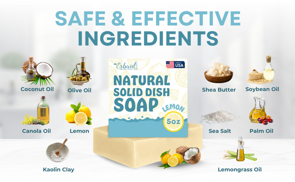 Non Dish Soap Bar – Natural Solid Dish Soap with Lemon Scent – Eco