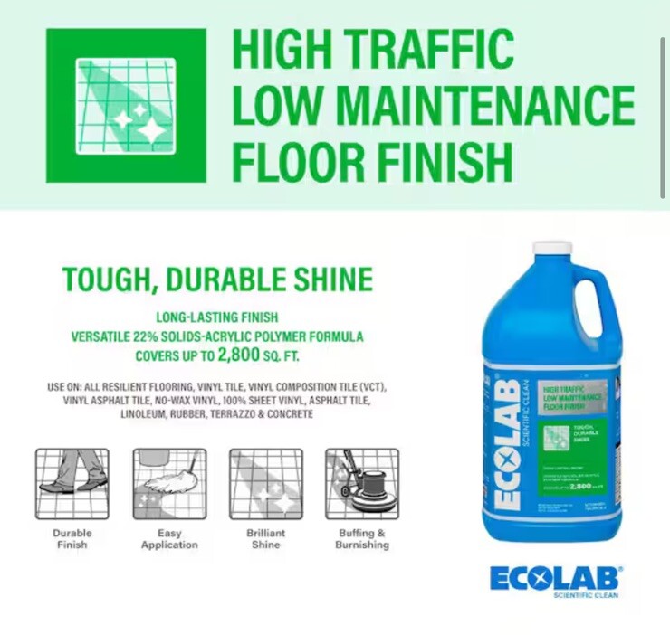 4pack High Traffic 4Gal Low Maintenance Floor Finish Hard Surface Cleaner Shiner