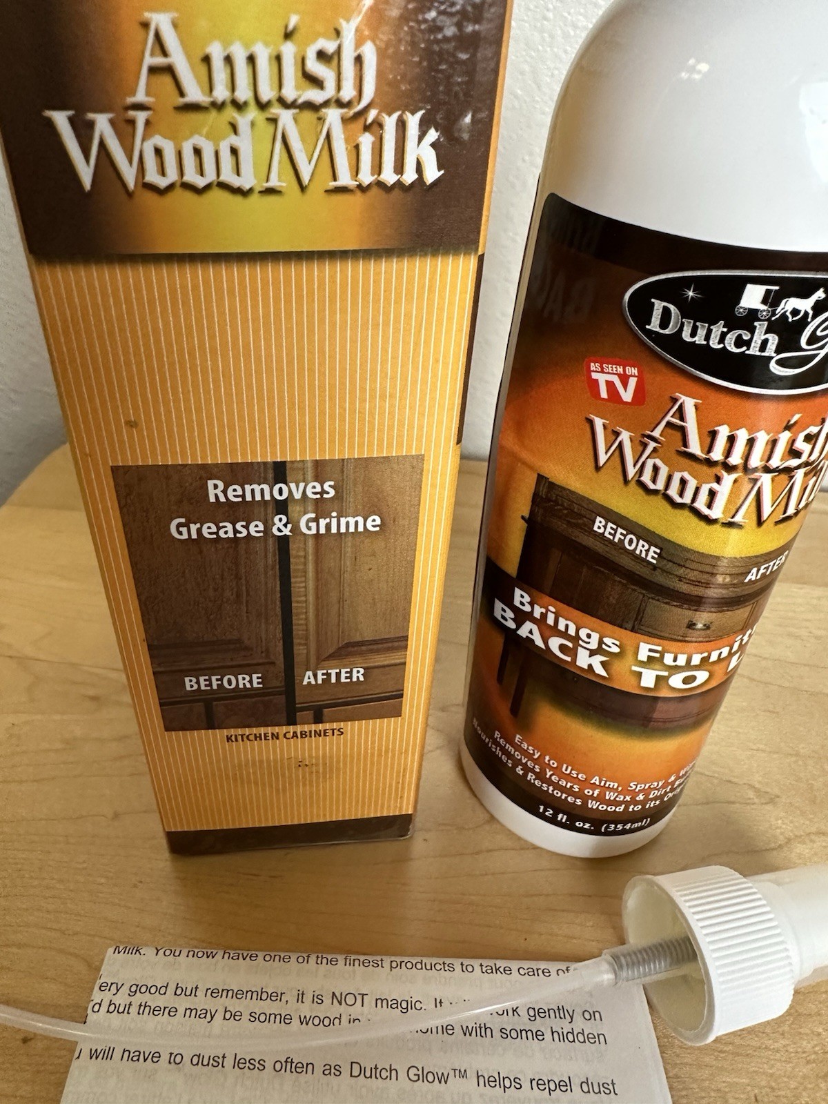 Dutch Glow Amish Wood Milk Furniture Polish Cleaner Partial Bottle ~ 10 Oz