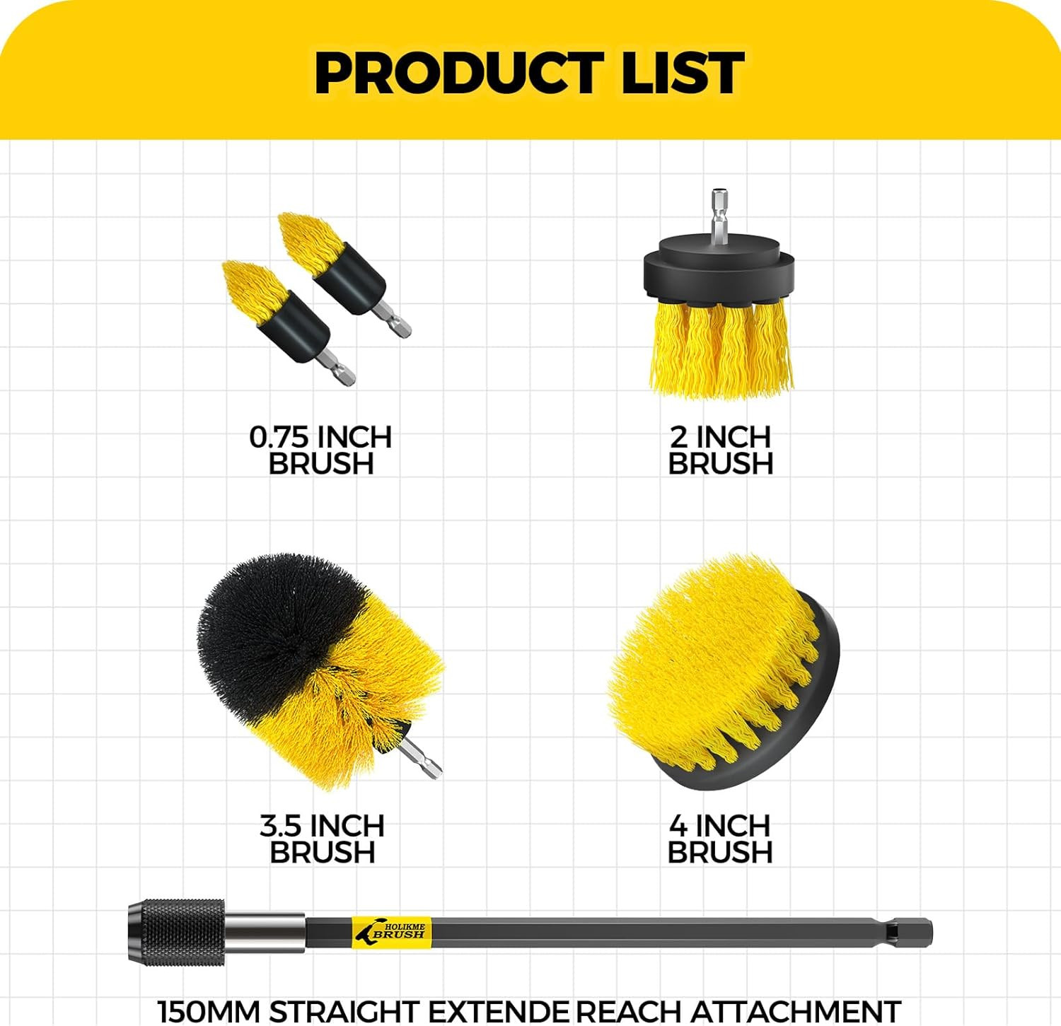 Holikme 6Pack Drill Brush Power Scrubber Cleaning Brush Extended Long Attachment