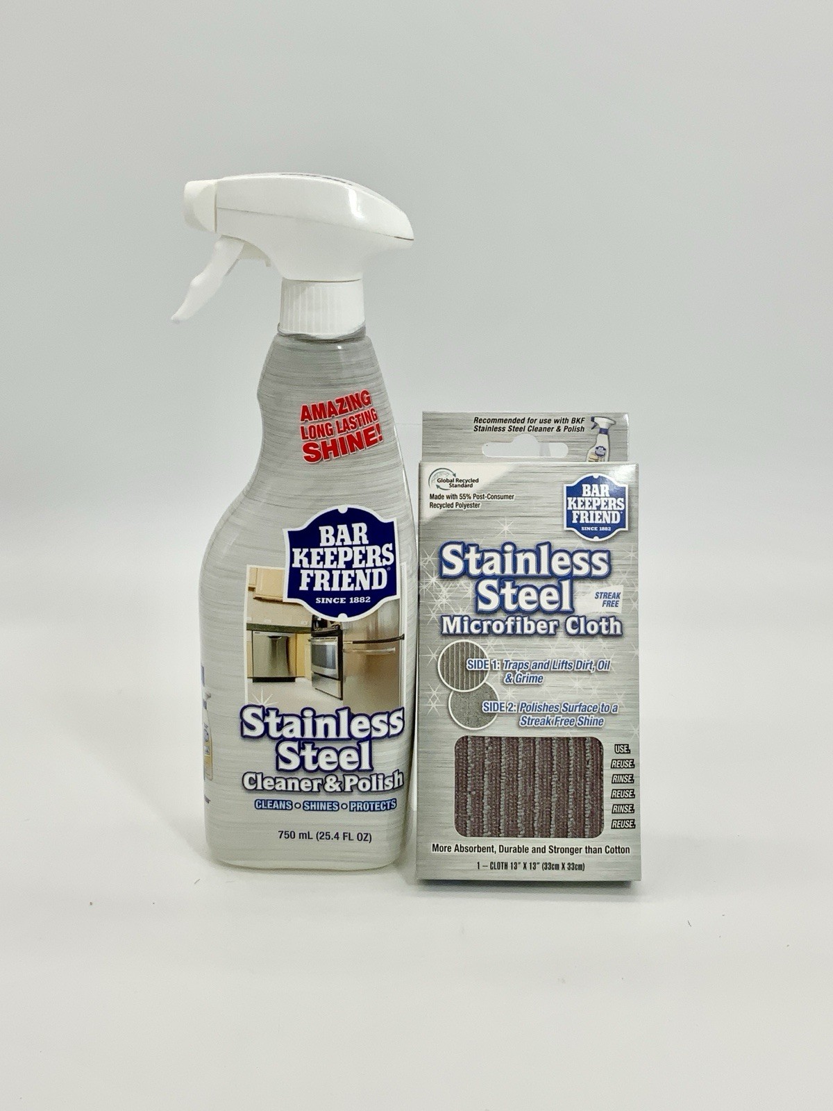 Bar Keepers Friend Stainless Steel Cleaner & Polish Spray Plus Microfiber Cloth