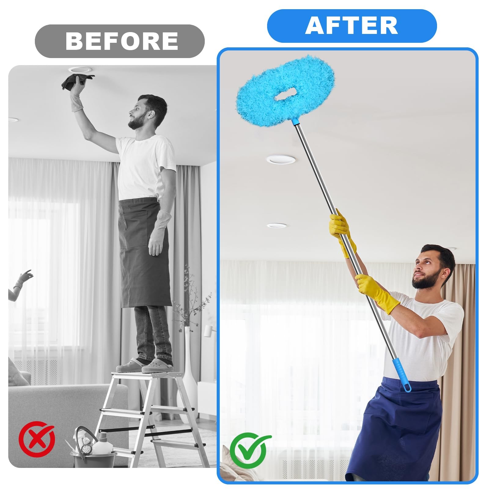 Ceiling Fan Cleaner Duster – Adjustable Duster with Extension Pole,Dusters fo…