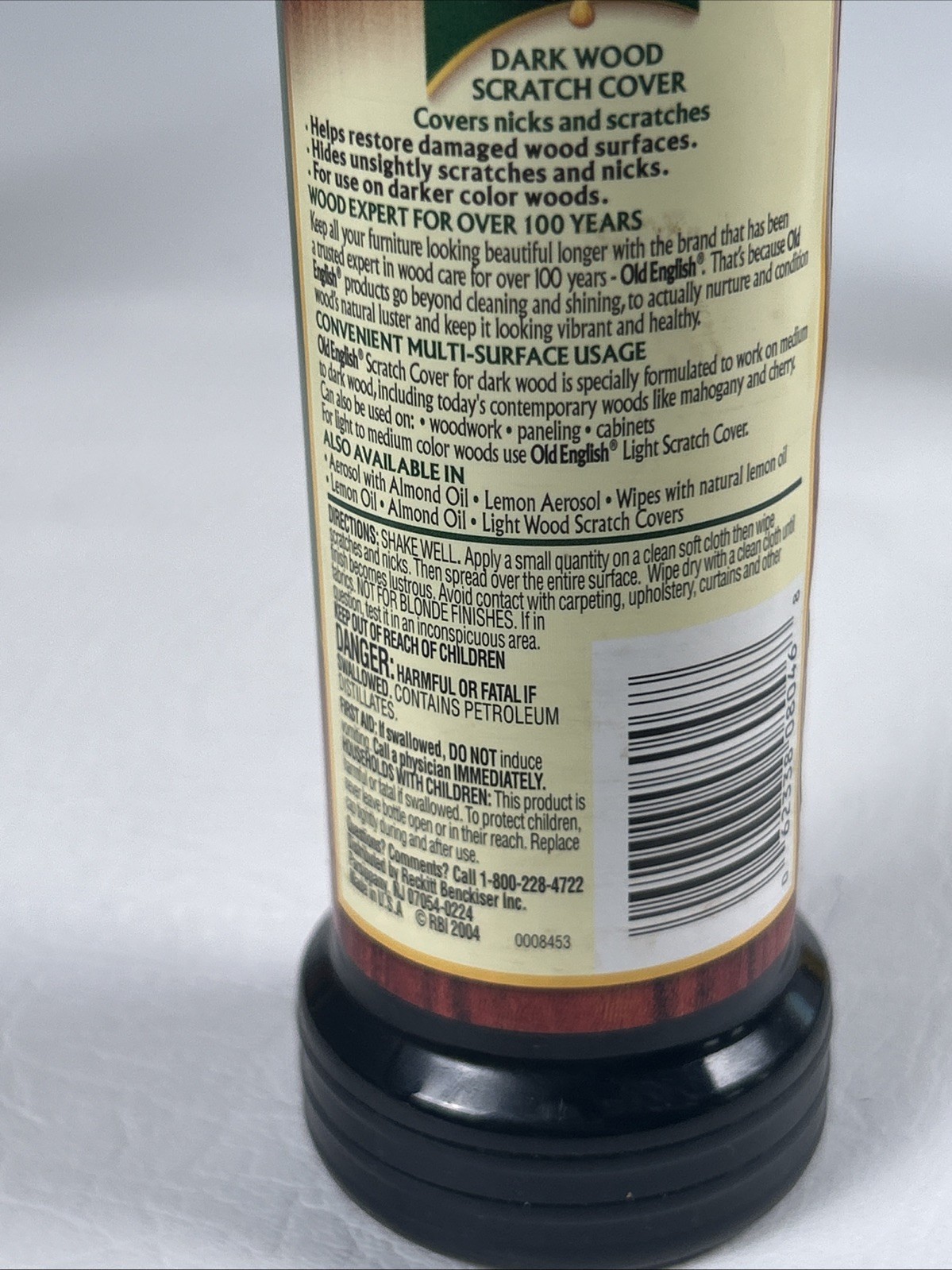 Old English Scratch Cover for Dark Woods, 8oz Bottle, Wood Polish