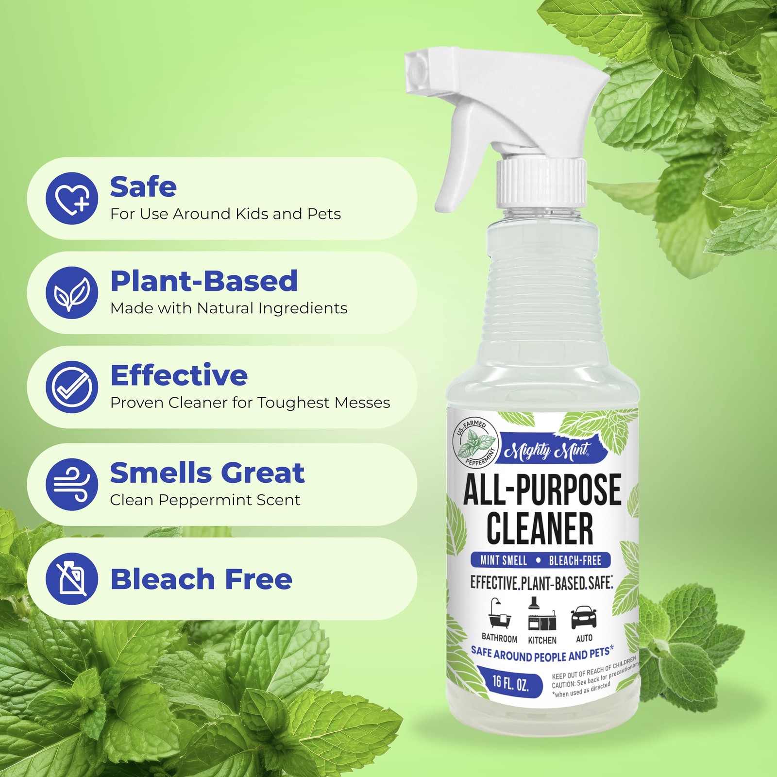 Mighty Mint All Purpose Cleaner Spray Plant Based Multi Surface Cleaning for