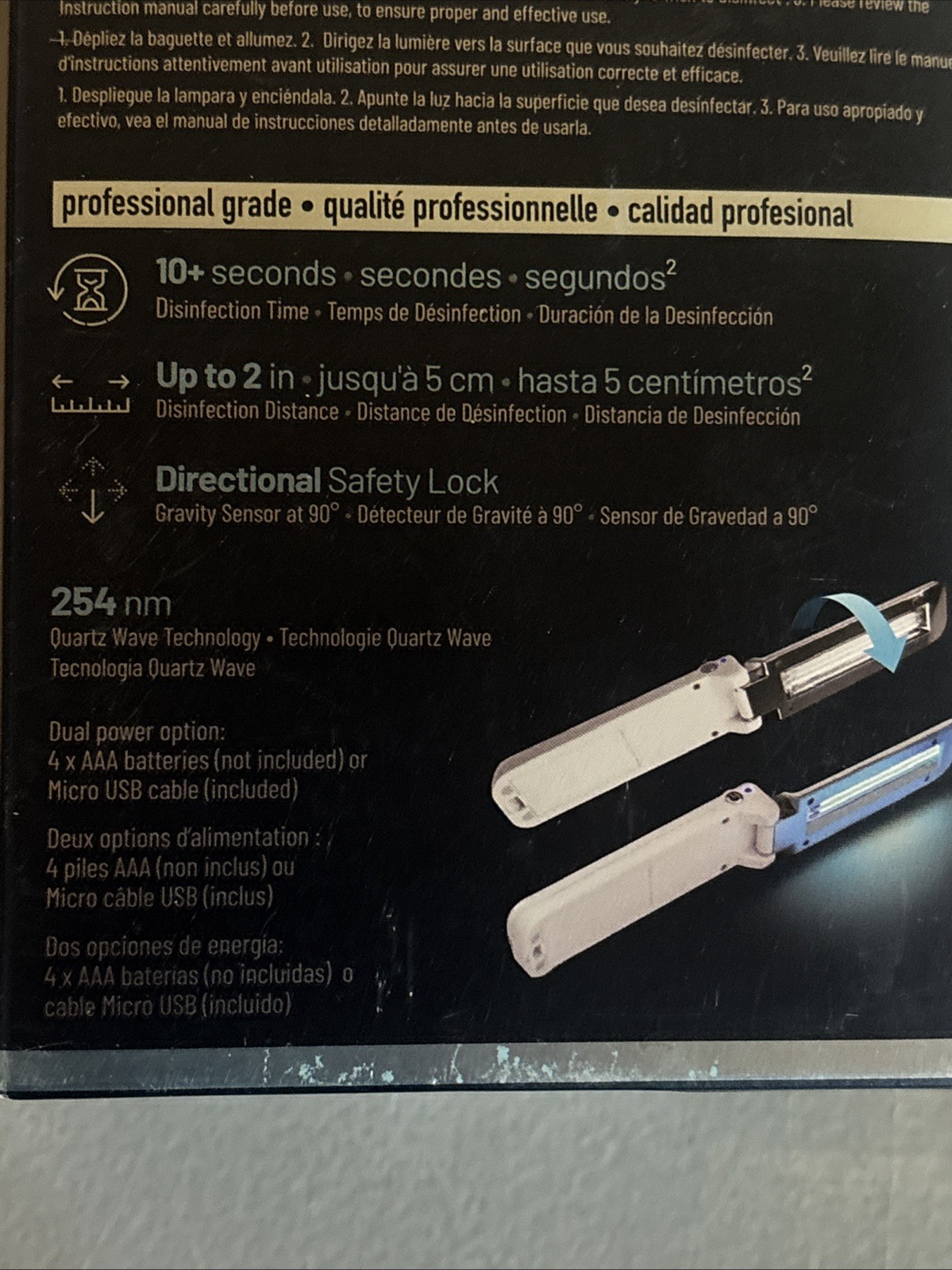 NEW UV-C Light Portable Disinfectant 254 Nm Quartz Wave Kills 99.9% Germs Bact