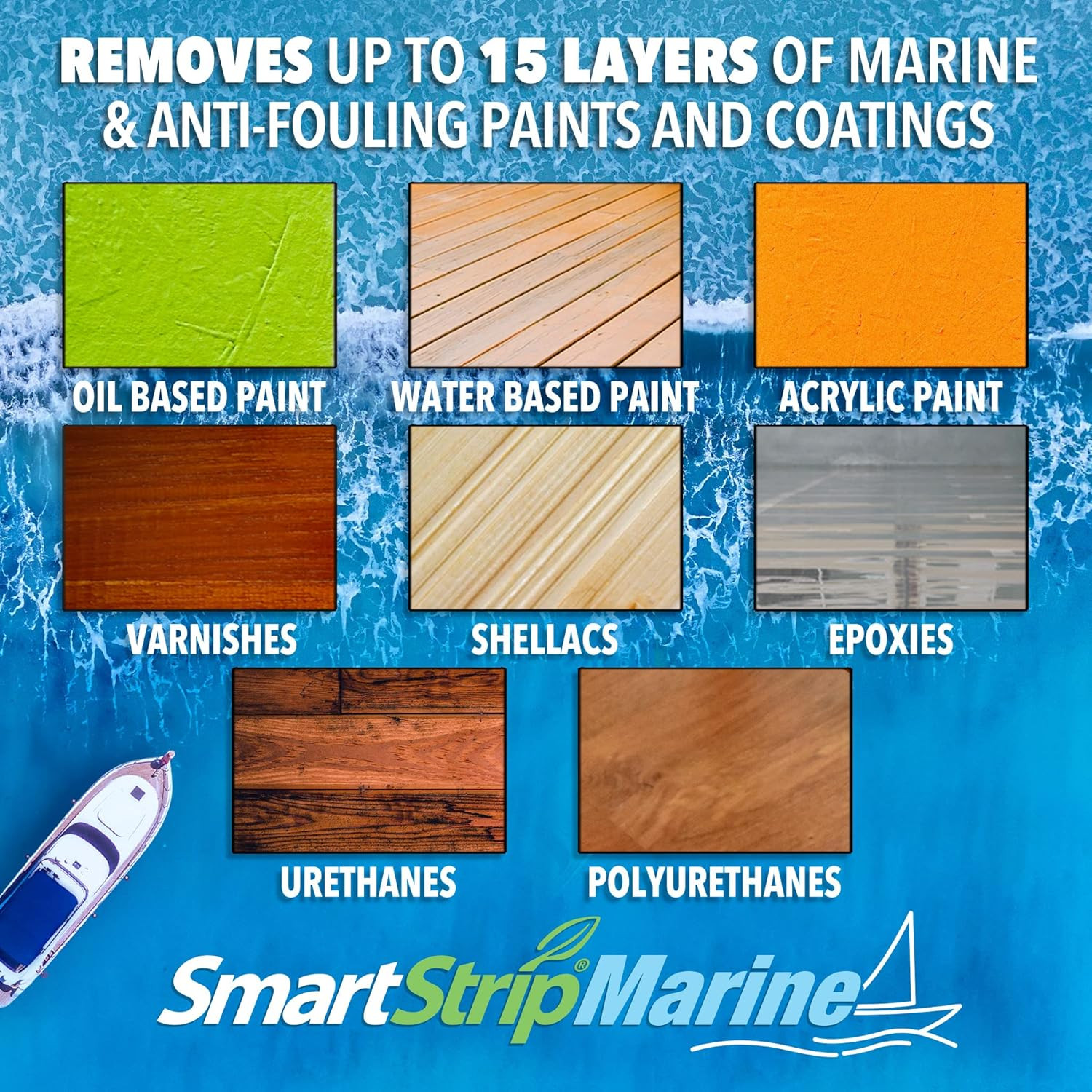 Smart Strip Marine Paint Remover, for Wood, Fiberglass, Metal & Aluminum Boats &